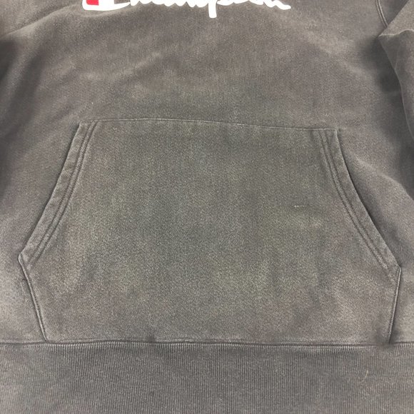 Y2K Champion Reverse Weave Sweatshirt Men's Large Black Faded Pullover Hoodie - Picture 3 of 13